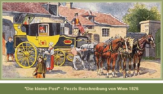 Mit dem obersten Hof - Postamte ist auch die im nämlichen Gebäude befindliche kleine Post vereinigt, eine für Wien und die weitläufigen Vorstädte sehr bequeme Anstalt, welche im Jahre 1772 von einem