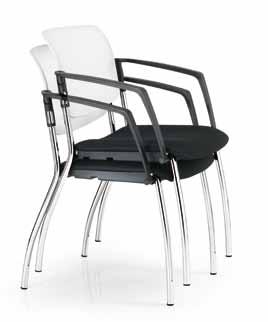 La serie 180RETE è proposta nel catalogo Quick con schienale in rete di tipo B. Il sedile è imbottito e tappezzato nei vari rivestimenti.
