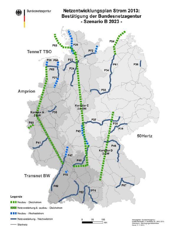 Netzausbau in Deutschland rund 2.650 km Neubautrassen rund 2.