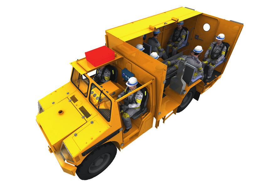 Mit diesem robusten Fahrzeug wird die Einsatzdauer für Grubenrettungskräfte verlängert,