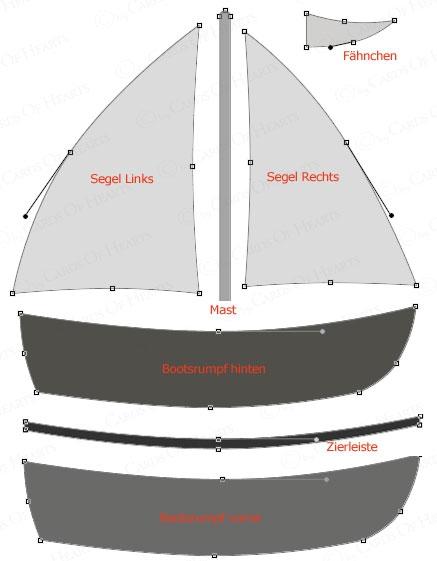 Photoshop Tutorial Boot In diesem Tutorial pfaden wir uns ein Boot und erstellen und ein Muster was wir für das Segel benötigen. Hier sind die Formen für das Boot.