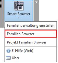 Smart Browser starten Starten Sie den Smart Browser, um schnell Revitfamilien zu finden, um sie per Drag and Drop in Ihr Projekt zu ziehen.