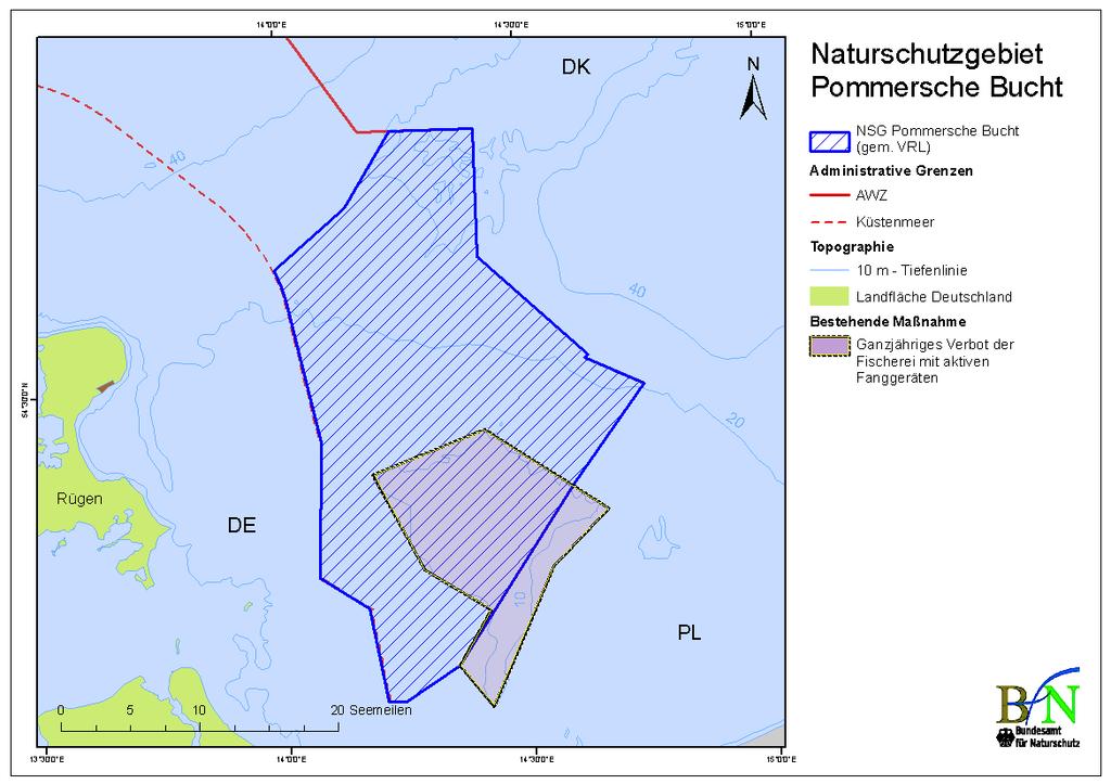 1 Maßnahmenvorschläge für das Fischereimanagement in den Natura -Gebieten.1 Naturschutzgebiet Pommersche Bucht Abb..1-1: Naturschutzgebiet Pommersche Bucht (EU-Code DE 155-41), Gesamtfläche: 9,38 km.