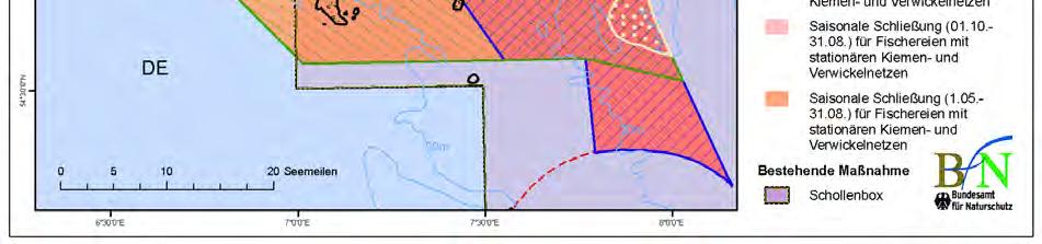 Geltendes Management: Schollenbox - Ausschluss von Grundschleppnetzfischerei mit Fahrzeugen >3 PS (1 kw) im östlichen Natura -Gebiet Sylter