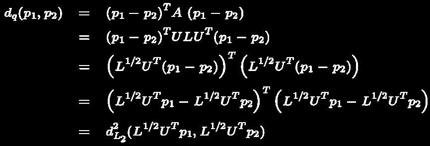 Quadratische Matrix A Matrizenschreibweise: A im dimensionalen Raum ist symmetrische, positiv definierte Matrix Einheitsmatrix : identisch mit Diagonalmatrix: entspricht (Gewichte korrespondieren zu