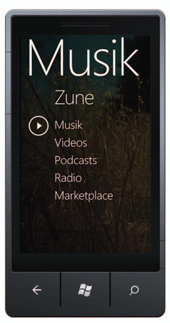 Wählen Sie aus Millionen von Titeln im Zune Marketplace und laden sich Songs und Filme auf Ihr Windows Phone.