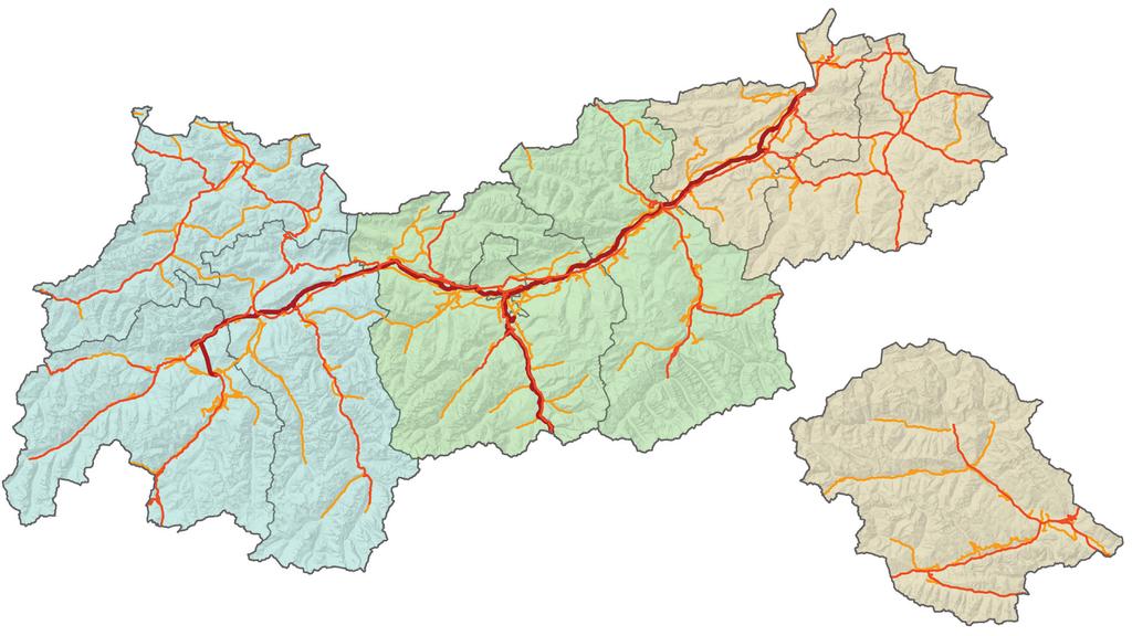 Tirol Ost / Kfz/24h Lienz, B 1, B 18 - Gesamtverkehr 198-216 Anlage 13 Lage der Zählstellen Felbertauerntunnel Autobahnen Landesstraßen B Landesstraßen L Sillian Lienz Nikolsdorf Gesamtverkehr DTV