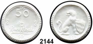 , Selb, 50 Pfennig 1921 weiß, glasiert. Menzel 23332.?..Vorzüglich prägefrisch 180,- 2144 547.I.n - 50 Pfennig 1921 weiß, nicht glasiert. Rückseite ohne BAYERN Menzel 23332.