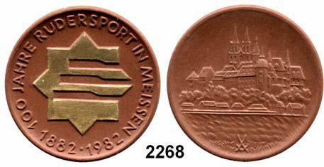 6341.2. Im Etui. Vorzüglich 25,- 2268 7306 Meissen, Braune Medaille, Außenrand und Signet gold 1982 (38 mm).