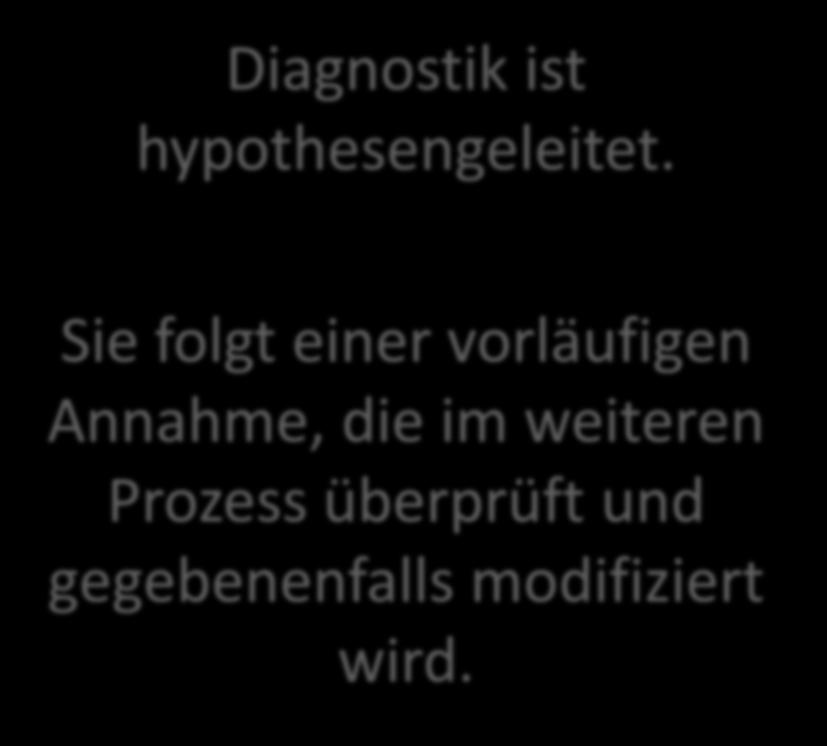 Grundsätze 4. Hypothesengeleitetes Vorgehen Diagnostik ist hypothesengeleitet.