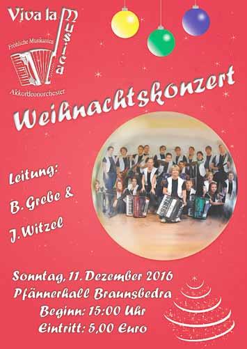 Weihnachtskonzert Nr. 11/2016 20 Das Akkordeonorchester Fröhliche Musikanten Viva la Musica lädt am Sonntag, dem 11.