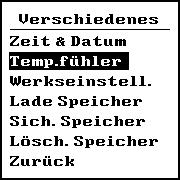 19 11/2016 Verschiedenes Hauptmenü > Verschiedenes Temperaturfühler Externen Temperatursensor vom Typ FBS2100 konfigurieren: Die Außentemperatur wird in der