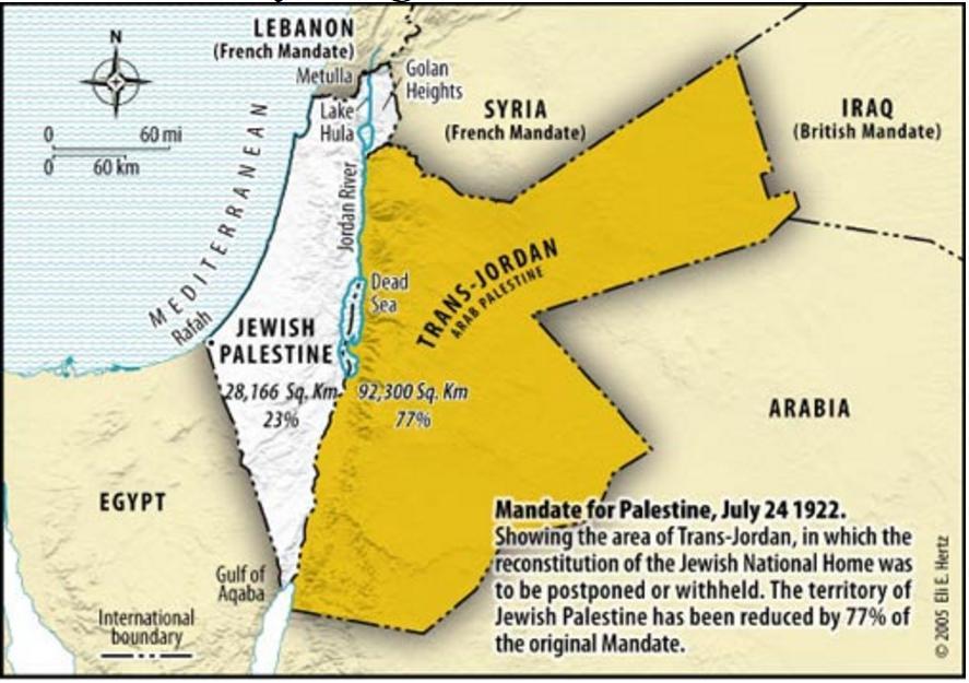 Britisches Mandat für Palästina: Arabellion und Reaktionen Trotz der Teilung Palästinas (siehe Abbildung 1) durch die Briten in einen jüdischen Teil (Palästina) und einen arabischen Teil