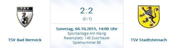 Unser Gegner heute TSV Bad Berneck Letztes Spiel gegen den TSV Stadtsteinach: Nordbayerischer Kurier vom 05.10.