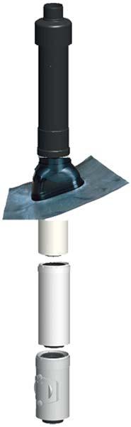 Abgas- DN80/125 Dachzentrale (nur für PEGA) schwarz besteht aus: im Dachhochführung, 1 x Stück 1001993 119,95 1001993 (rot:1001992) Schrägdachpfanne 20-5 1 x Stück 1002010 51,35,, 500 mm 1