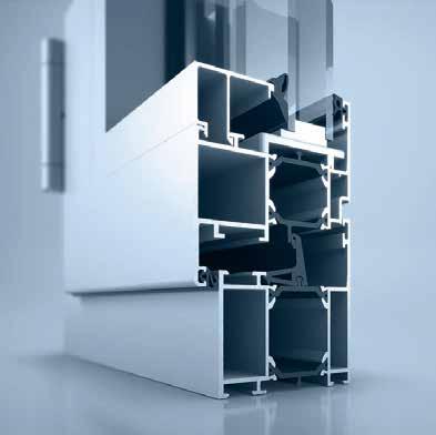 isoliertes Aluminiumfenstersystem mit unterbrochener Wärmebrücke T Bautiefe: 72 mm T maximale Glasdicke/Dicke der Füllung im Flügel 64 mm, im Rahmen 52 mm Ug