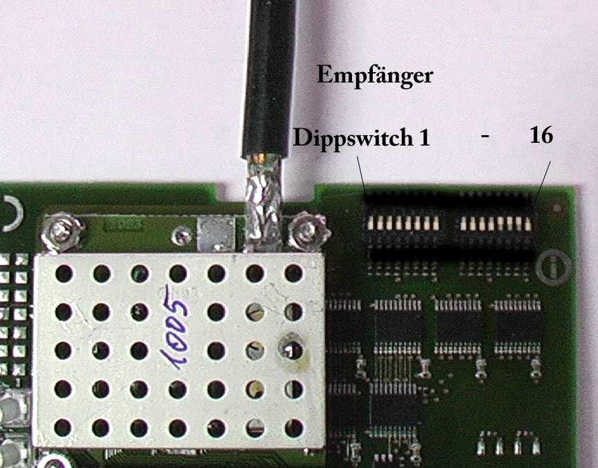 Empfänger E2: Dippswitch-Empfänger OLP-E2 mit 16 Ausgängen Aktiver Nothalt mehrfach überwacht.