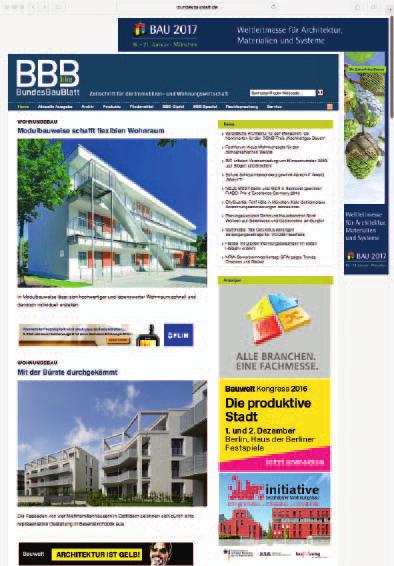 Website Porträt P 1 Web-Adresse: www.bundesbaublatt.de 2 Kurzcharakteristik: Die BBB Website ist für die Entscheider in der Wohnungswirtschaft die erste Anlaufstelle bei der Online-Recherche.