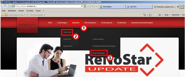 1 Jahresupdate ReNoStar, V. 12.000.0 - Vorgehensweise Sie geben in der Adresszeile Ihres Internet Browsers den Link www.update.renostar.eu ein.