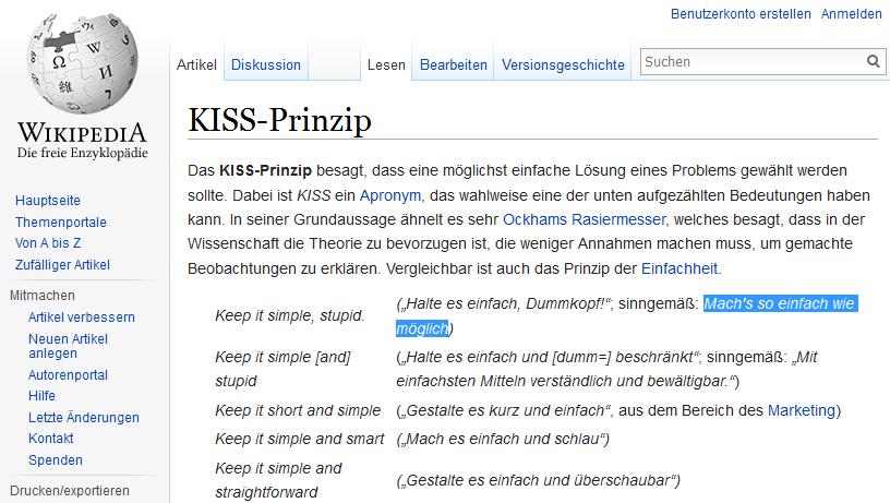 KISS Unser Framework: KISS