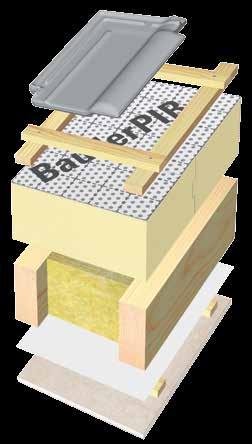 PLUS Dachkonstruktion sichtbar, Profilholzschalung Ausgeführt mit BauderPIR SF, dem bewährten Wärmedämmelement und BauderPIR