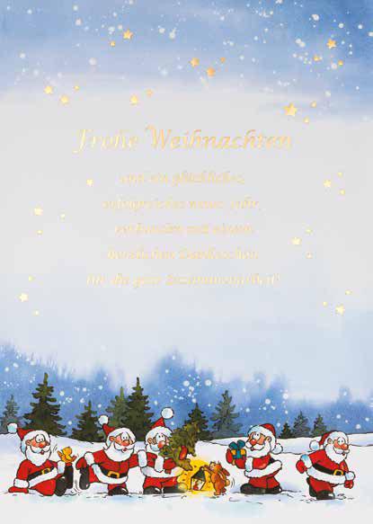 96801-UmF Format: 22,0 x 11,0 cm Briefumschlag mit Fenster zu Weihnachtsbrief 96801 und 96802, Weihnachtsmänner im Wald.