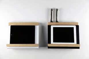 Tablio Ipad-Halterung Tablio Ipad Kitchen Rack Als formschönes Accessoire in der Küche dient TABLIO in erster Linie als Ablage für den Tablet-PC, aber