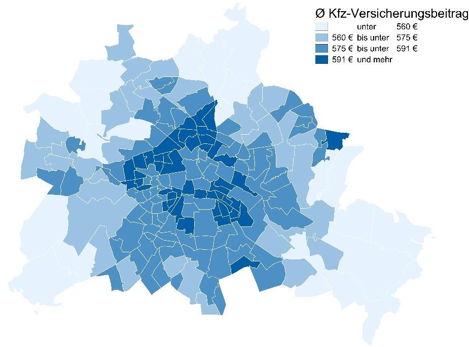 4. Berlin: Beiträge für die Kfz-Versicherung unterscheiden sich je nach Postleitzahl um bis zu 134 Euro pro Jahr Berlin Single max.
