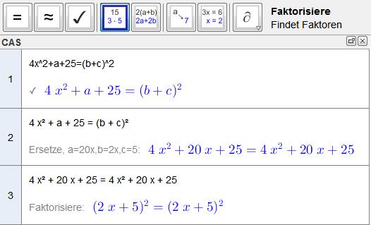 Zur weiteren Überprüfung kannst du die Gleichung in Zeile 3 faktorisieren oder von der linken Seite der Gleichung die rechte Seite (oder umgekehrt) Subtrahiere - es entsteht 0.