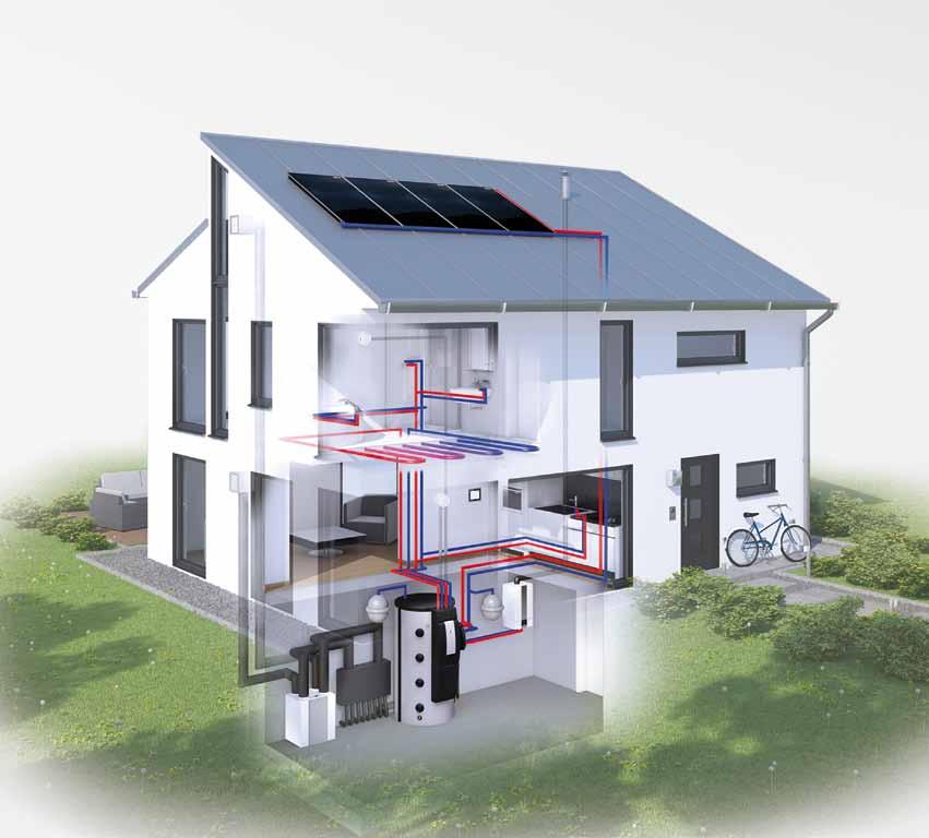 Systembeispiel Einfamilienhaus Wolf Sonnenheizung - alles aus einer Hand Systemkomponenten: - Gasbrennwert-Wandgerät CGB-2 -