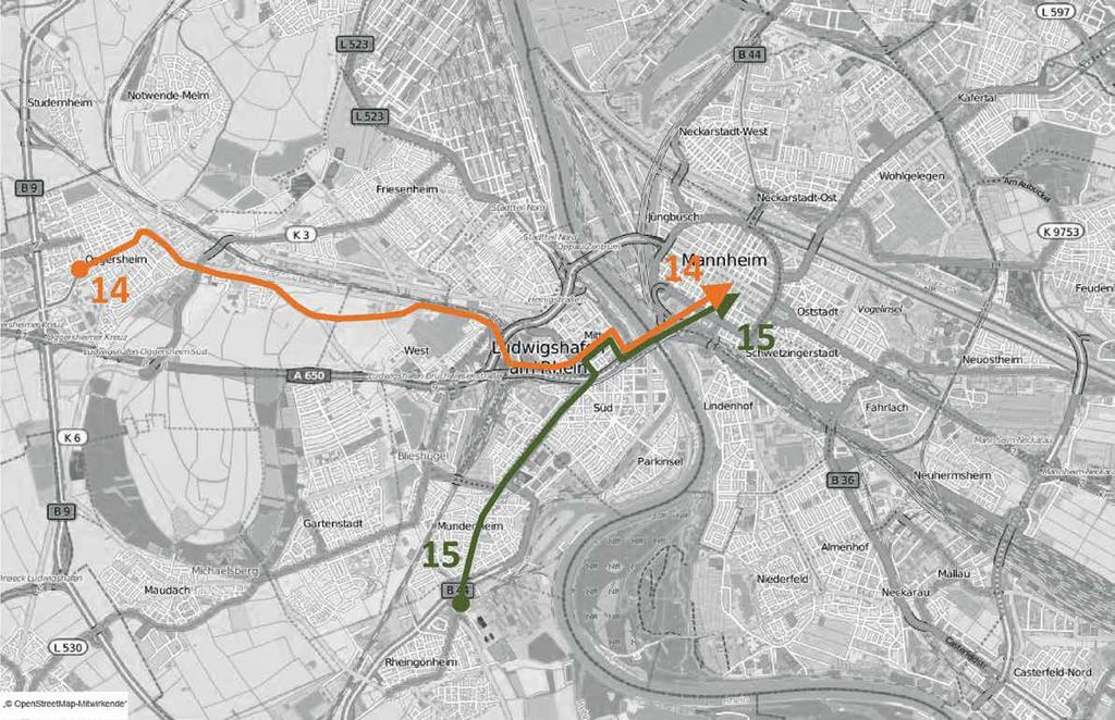Zusätzliche Expresslinien über den Rhein Ziel ist es während der Bauzeit für den rheinüberschreitenden ÖPNV Verkehr rund 1.200 zusätzliche Plätze je Richtung und Spitzenstunde zu schaffen.
