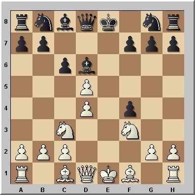 e7 7.d4 e6. Und auch das einst von Aaron Nimzowitsch empfohlene 3...c6!? ist möglich. z. B. 4. c3 4.dxc6 xc6 5. b5 exf4 6. f3 d6 7.d4 4...exf4 5. f3 d6 6.d4 4.d3 f6! 5.dxe4 xe4 6.