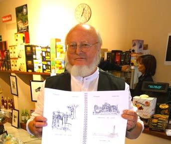 Der Künstler und sein Skizzenbuch Mels skizziert seine Motive in der Regel mit Tinte und Tusche auf säurefreiem Papier in der Größe 21,0 x 29,5 cm.