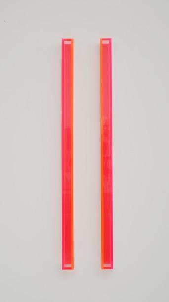 Regine Schumann, colormirror transparent and satin red double, 2-teilig, 2016,