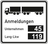 Neue Fahrzeugkonzepte Feldversuch Lang-Lkw bis 31.12.2016, derzeit: 45 Unternehmen, 119 Fahrz.