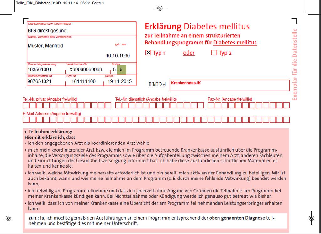 Personalien Feld auf Ausdrucken + Versand Teilnahmeerklärung Dokumentationen Inhalt der Versanddateien. Neue Plausibilitäten bei DM1 + DM2 Neue KBV-Anforderung zum 01.