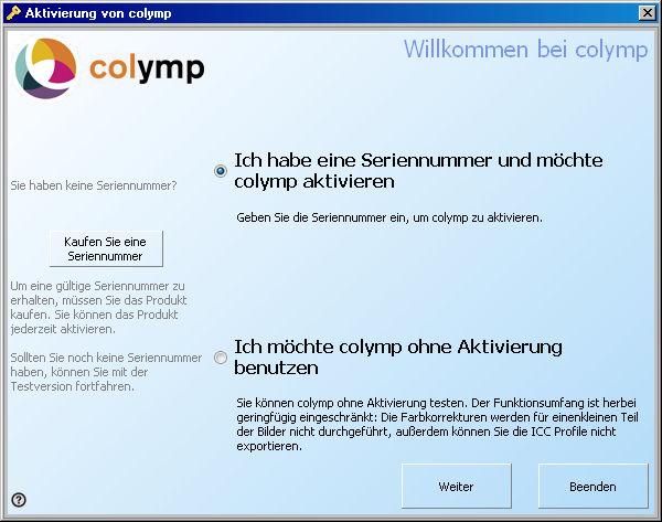 1 Installation Sie benötigen hierzu das Programm colymp_setup_xxx.exe, erhältlich auf der Homepage unter http://www. colymp.com/pages/download.