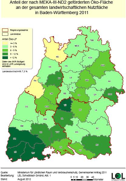 Öko-Anteile an der landwirtschaftlichen Nutzfläche Baden-Württemberg 2011