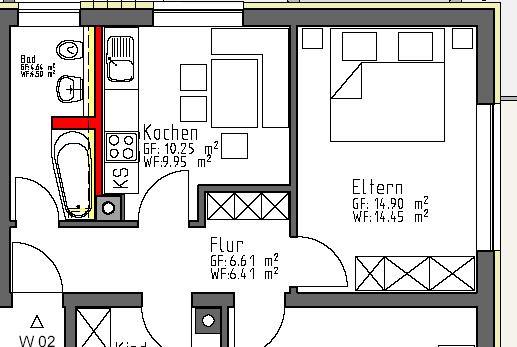 m² Kinderzimmer 10 m² Wohnzimmer 15 m² Überströmraum: Flur 5 m² A