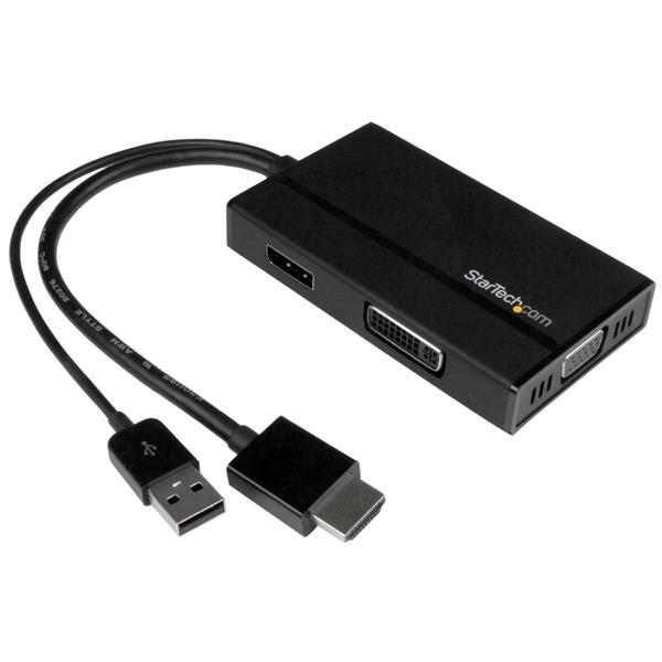 Reise A/V Adapter - 3-in-1 HDMI zu DisplayPort, VGA oder DVI - 1920 x 1200 Product ID: HD2DPVGADVI Mit diesem Reiseadapter können Sie ein HDMI-fähiges Ultrabook oder Laptop mit jedem DisplayPort-,