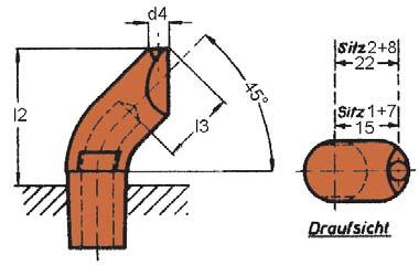 Form F Leicht gekröpfte Ausführung (15 mm bei Sitz 1 und 7, 22 mm bei Sitz 2 und 8), plane Kontaktfläche.