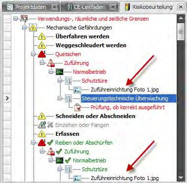 Safexpert bietet nützliche Funktion, damit Gefährdungen und eventuelle Maßnahmen, die an den Unterprojekten bereits getroffen wurden, in den übergeordneten Projekten verfügbar sind.