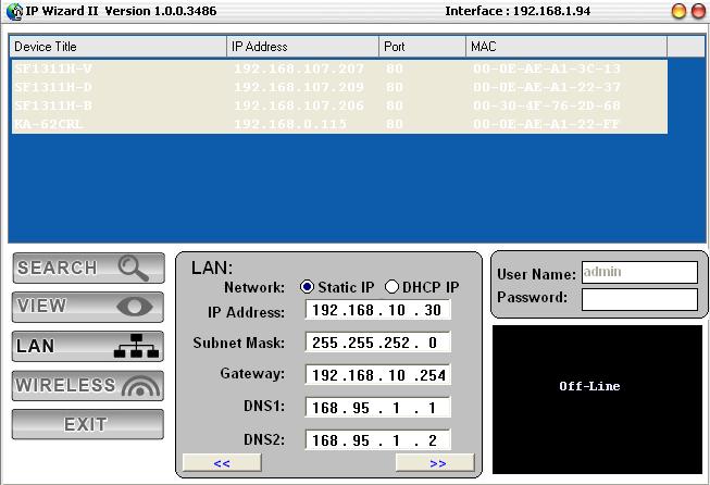Einstellung LAN Funktion: In LAN-Einstellungen kann der Benutzer die IP-Parameter der IP-Kameras ändern.