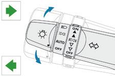 Beleuchtung und Sicht Fahrtrichtungsanzeiger (Blinker) F Links: drücken Sie den Beleuchtungshebel bis über den Widerstand hinaus nach unten.