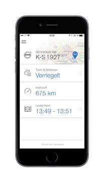 Sie können mit der Volvo On Call-App die Standheizung bedienen, eine Adresse an Ihr Navigationssystem senden, das Fahrzeug ent- und verriegeln oder
