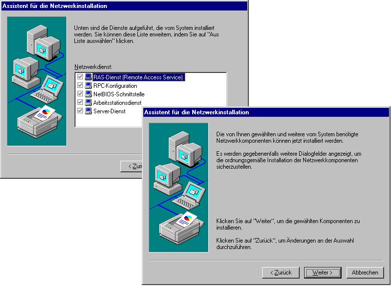 Windows NT zeigt Ihnen nun, welche Dienste auf Ihrem System installiert werden.