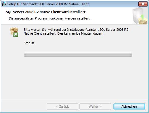 Nach erfolgreicher Installation wird die Schaltfläche Native Client für SQL Server 2008 R2