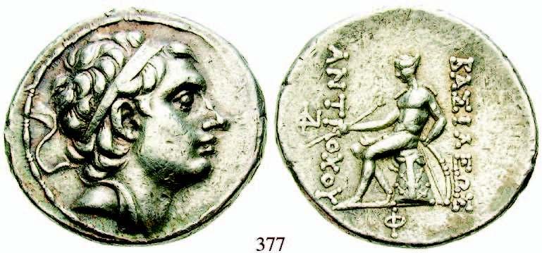 selten mit bärtigem Portrait. ss+ 400,- 380 Alexander I. Balas, 150-145 v.chr. Tetradrachme 149/148 v.chr., Antiocheia.