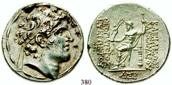 , 226-223 v.chr. Tetradrachme 225/24-222 v.chr., Antiocheia. 16,16 g. Kopf des Herrschers r.