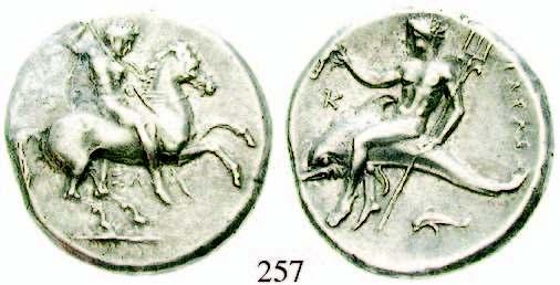 257 Didrachme 315-300 v.chr. 7,92 g. Reiter auf sich aufbäumendem Pferd r.